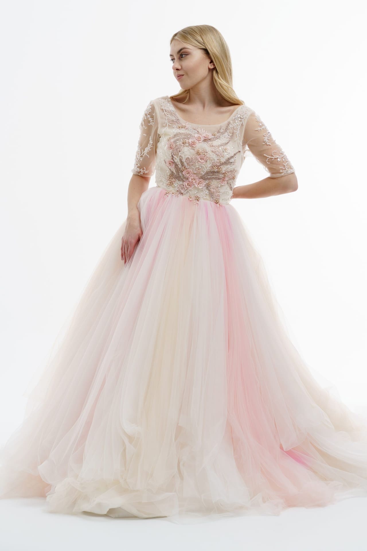 Розовое платье P16, размер S/M/L